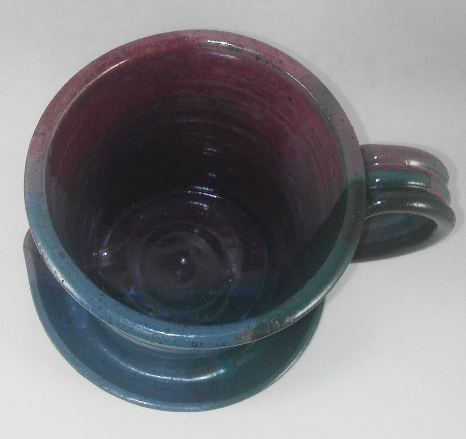 Aunt Chris' Pottery - Clay Bacon Cooker - Multi 3 Color Glazed - Heavy Hand Made - Unique New Way of Cooking Bacon N4