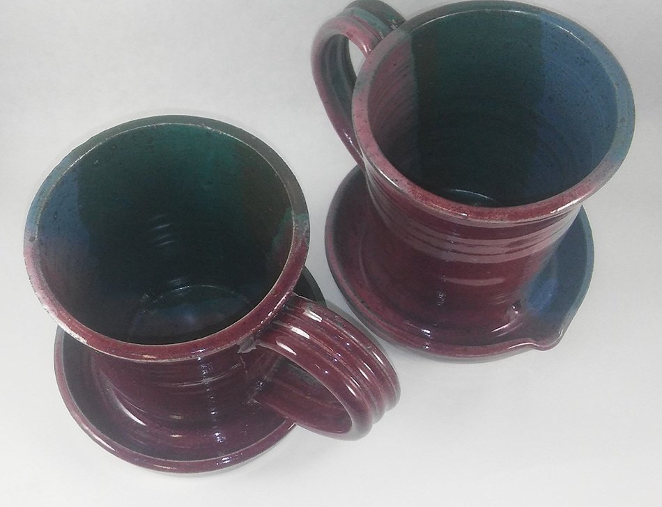 Aunt Chris' Pottery - Clay Bacon Cooker - Multi 3 Color Glazed - Heavy Hand Made - Unique New Way of Cooking Bacon N5