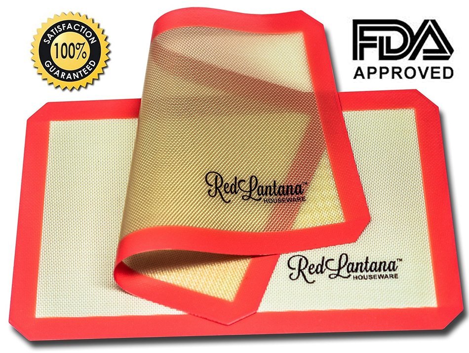 RedLantana Nonstick Silicone Baking Mat - Set of 2 - Half Sheet Pan Size N2