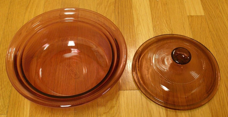 Corning Visions Vision Ware Cranberry 24 Ounce Round Casserole Baking Dish N3