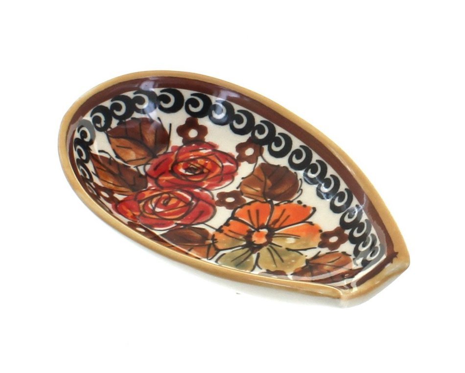 Polish Pottery Autumn Rose Small Spoon Rest