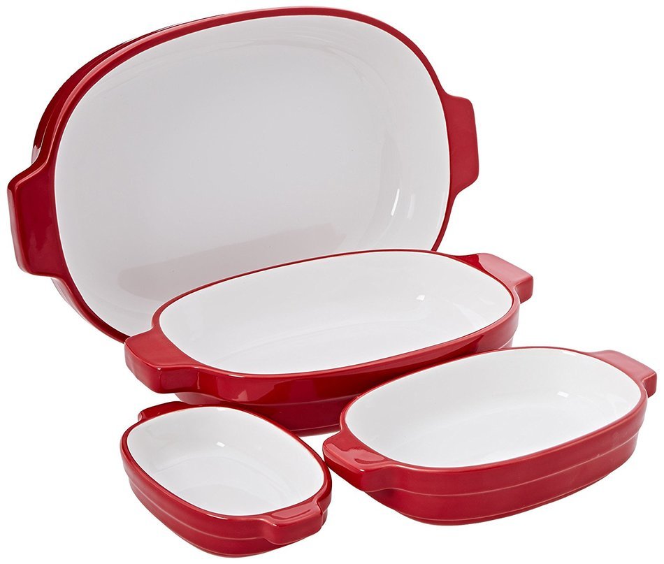 KitchenAid KBLR04NSER Nesting Ceramic 4-Piece Bakeware Set - Empire Red