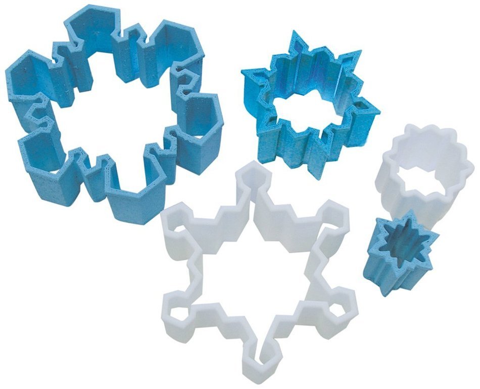 R & M Industries International Snowflake Shaped Plastic Biscuit Cookie Cutter Set (Set of 5), Multicolor