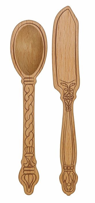 Talisman Designs 1888 Get Real Beech Wood Jam Spoon and Spreader Set, Woodland Design N2