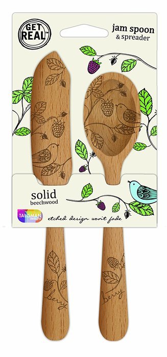 Talisman Designs 1888 Get Real Beech Wood Jam Spoon and Spreader Set, Woodland Design N4