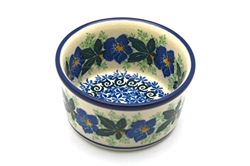 Polish Pottery Ramekin - Blue Pansy