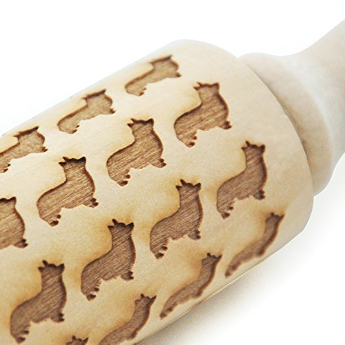 Welsh Corgi Pattern Embossing Rolling Pin, Engraved Rolling Pn for Cookies, Animal Embossed Rolling Pin, Housewarming...