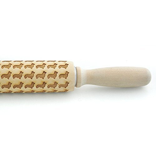 Welsh Corgi Pattern Embossing Rolling Pin, Engraved Rolling Pn for Cookies, Animal Embossed Rolling Pin, Housewarming... N3