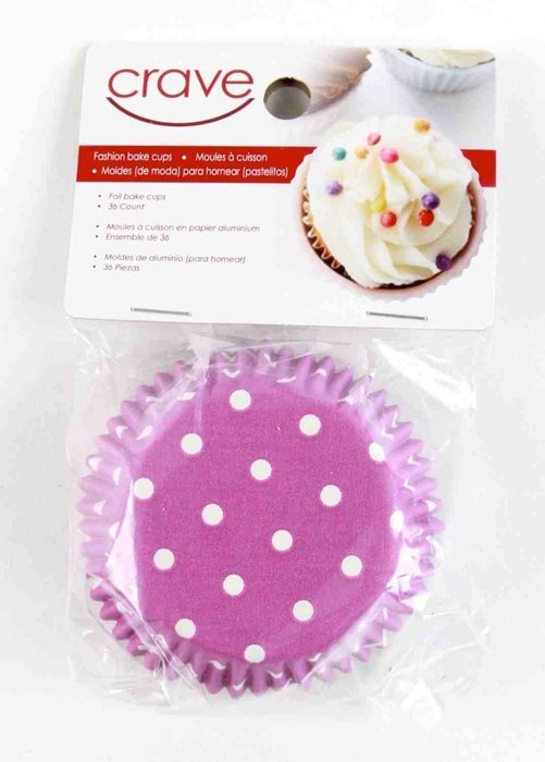 Crave Foil Baking 36 Cups with Decorative Patterns, Pink, 1-pack N2