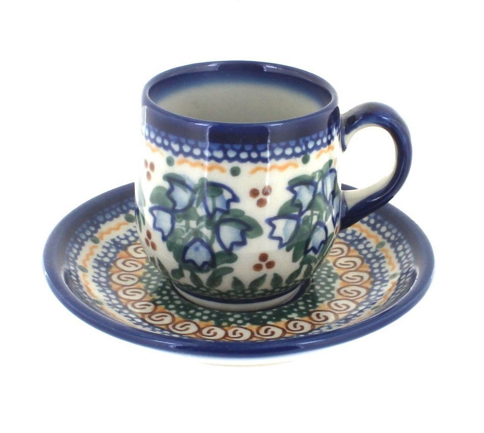 Polish Pottery Bluebell Espresso Cup & Saucer