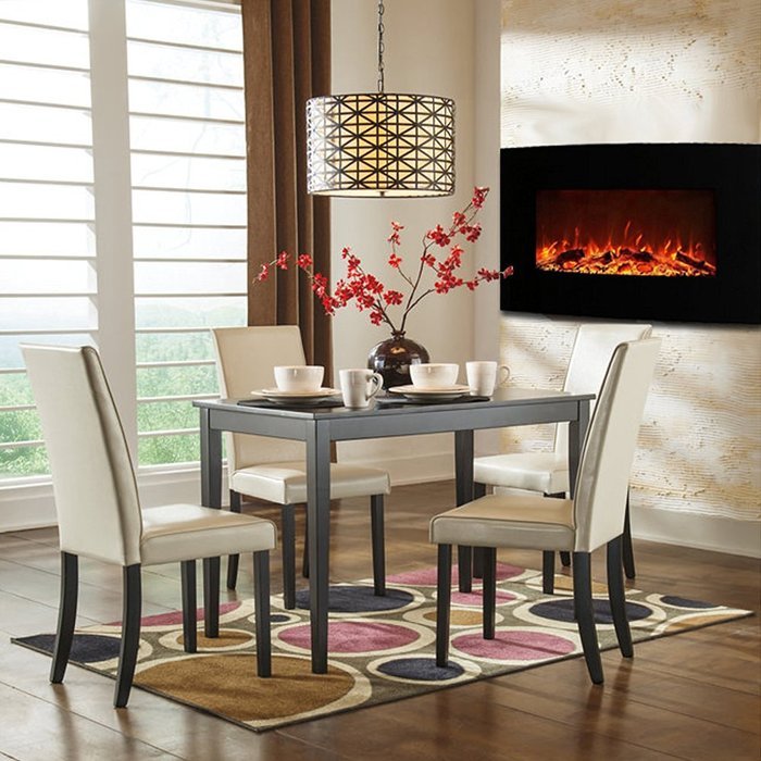Gibson Living GL5135LE Soho 35 Inch Curved Black Log Wall Mounted Electric Fireplace N2