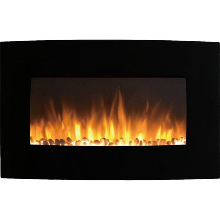 Gibson Living GL5135LE Soho 35 Inch Curved Black Log Wall Mounted Electric Fireplace N4