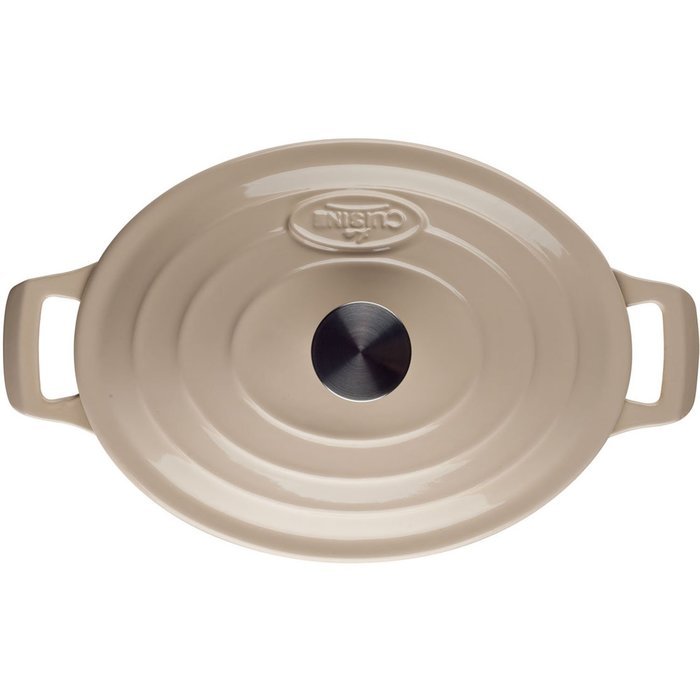 La Cuisine 4.75 Qt Enameled Cast Iron Oval Covered Dutch Oven, White N4