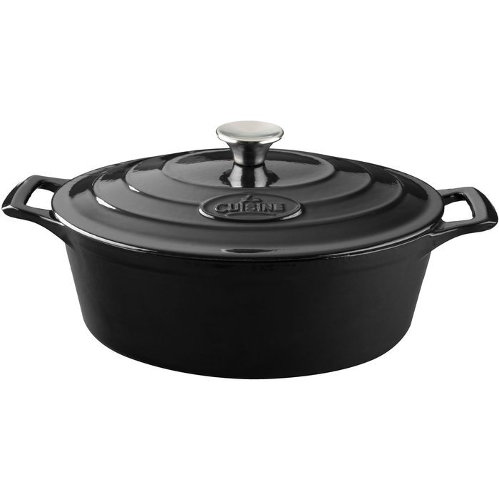 La Cuisine 4.75 Qt Enameled Cast Iron Oval Covered Dutch Oven, White N7