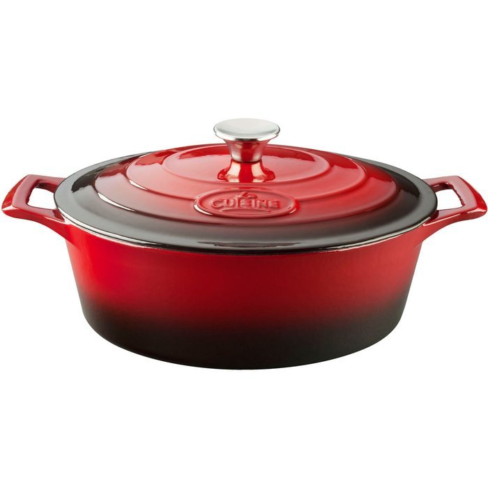 La Cuisine 4.75 Qt Enameled Cast Iron Oval Covered Dutch Oven, White N11