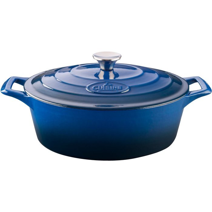 La Cuisine 4.75 Qt Enameled Cast Iron Oval Covered Dutch Oven, White N13