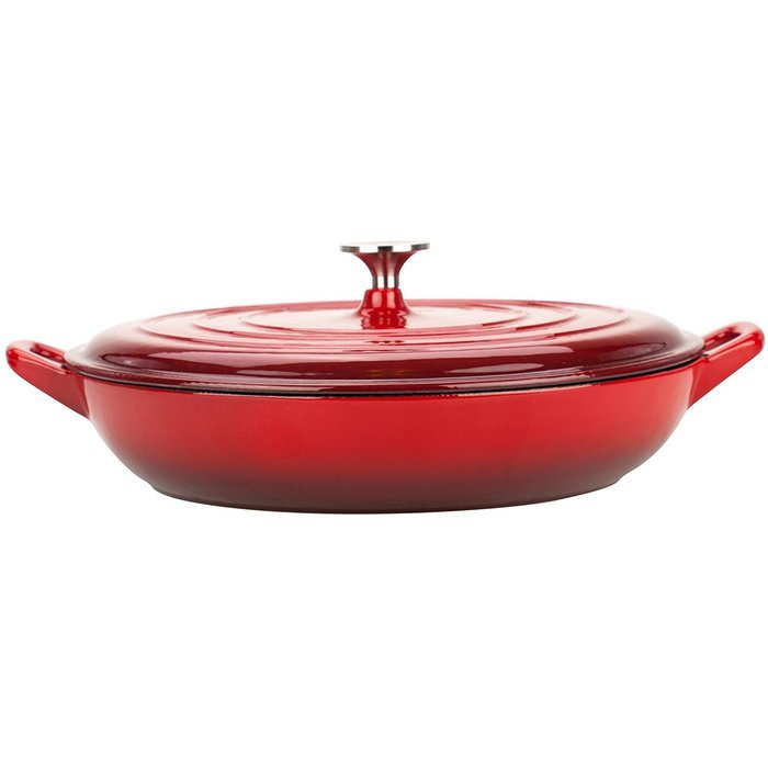 Zelancio 3 Quart Cast Iron Enamel Covered Casserole Cooking Dish Porcelain Braiser (Gray) N10