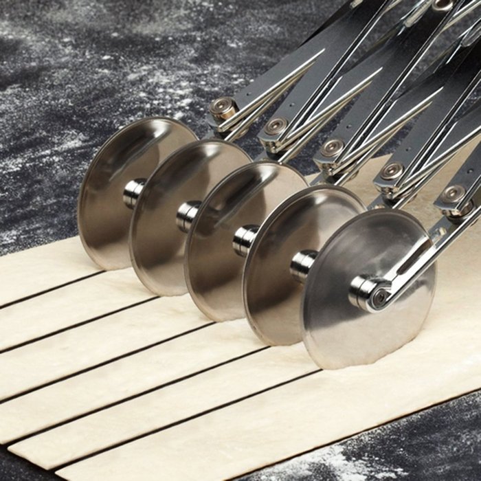 Saebye 5-Wheel Stainless Steel Cutter Adjustable Dough Divider Kitchen Tool for Pizza, Cookies, Pancake, Pastry... N3