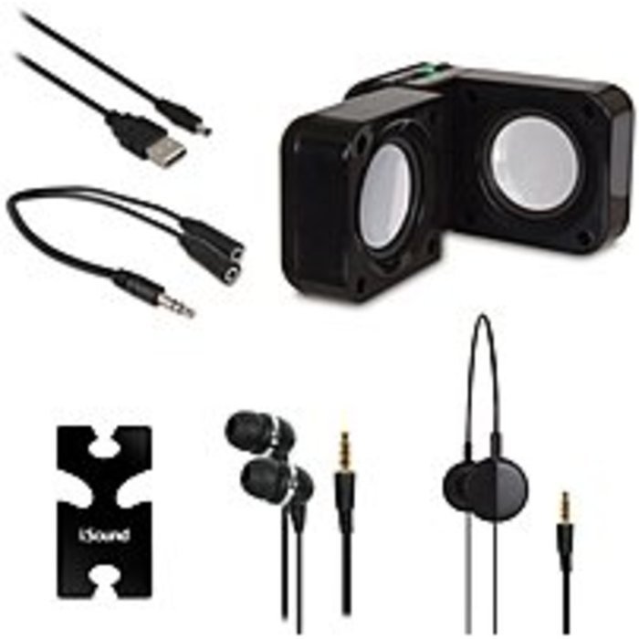 iSound ISOUND-1614 5-in-1 Travel Sound Bundle - Black