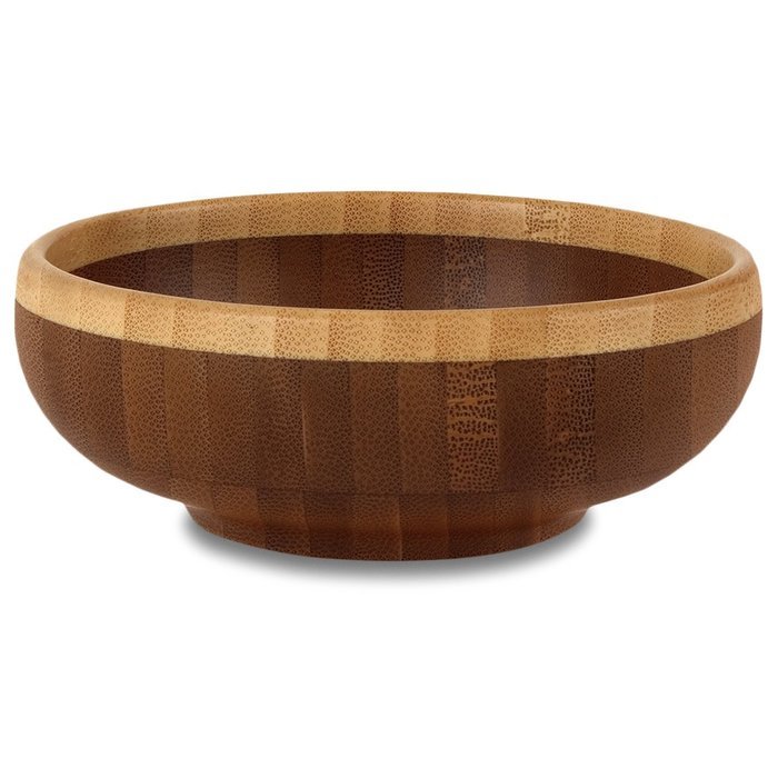 Totally Bamboo 12" Classic Bowl, Beautiful Two-tone Bamboo Bowl Makes an Ideal Serving Piece for Salad and Side... N3