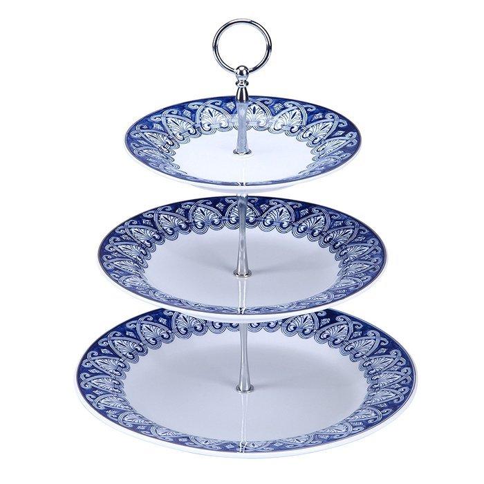 Bombay Company Tile 3 Tier Server Canapy - Blue and White