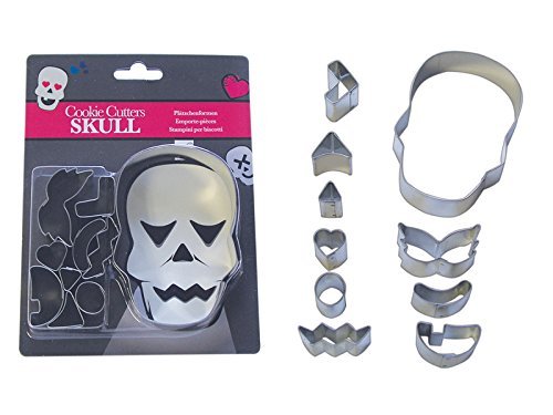 CybrTrayd RM-5133 10 Piece R&M Skull Decorating Cookie Cutter Set, Metallic