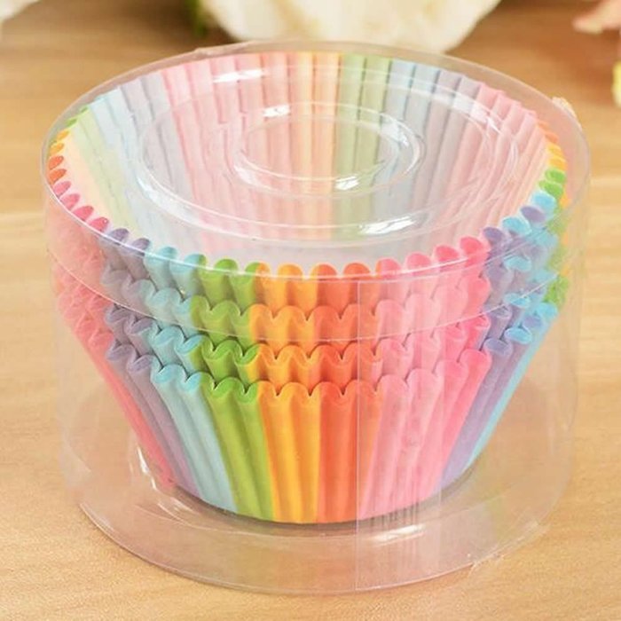 Wrisky 100pcs Colorful Rainbow Paper Cake Cupcake Liners Baking Muffin Cup Case Party N3 Free 