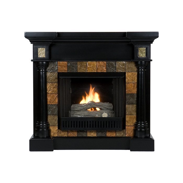 SEI Carrington Convertible Gel Fuel Fireplace, Slate/ Black
