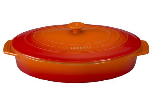 Le Creuset Stoneware Covered Oval Casserole, 3-3/4-Quart, White N2