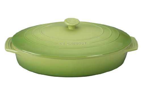 Le Creuset Stoneware Covered Oval Casserole, 3-3/4-Quart, White N4
