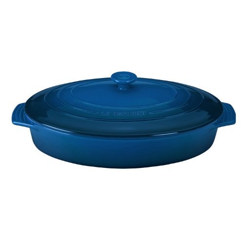 Le Creuset Stoneware Covered Oval Casserole, 3-3/4-Quart, White N5