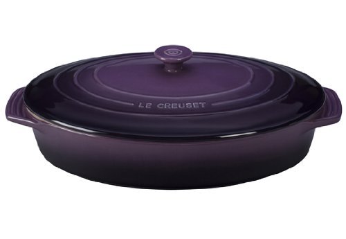 Le Creuset Stoneware Covered Oval Casserole, 3-3/4-Quart, White N6