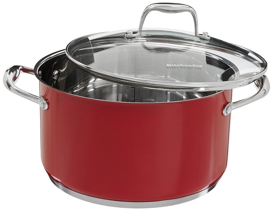 KitchenAid KCS60LCER Stainless Steel 6.0-Quart Low Casserole with Lid Cookware - Empire Red N2