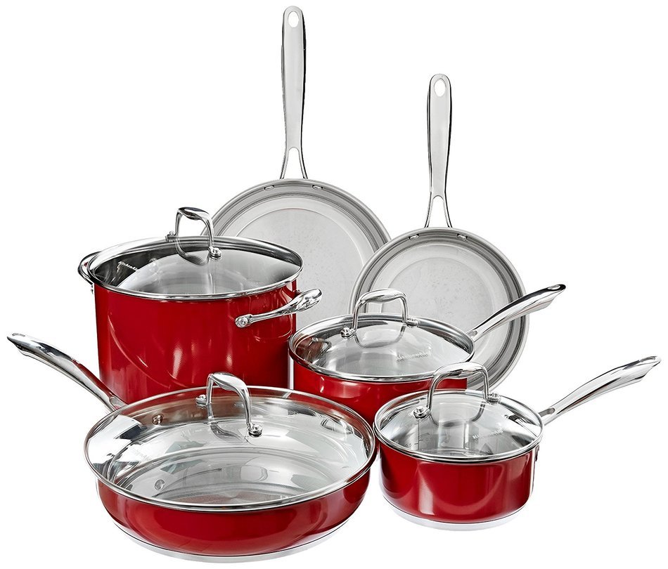 KitchenAid KCS60LCER Stainless Steel 6.0-Quart Low Casserole with Lid Cookware - Empire Red N22