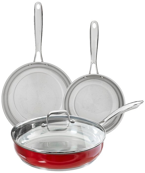 KitchenAid KCS60LCER Stainless Steel 6.0-Quart Low Casserole with Lid Cookware - Empire Red N24