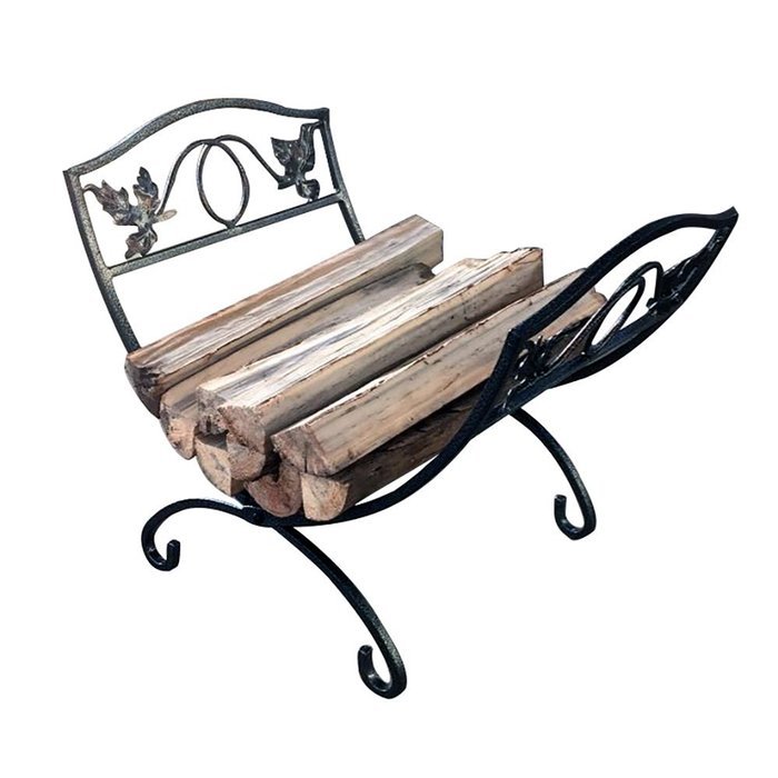Amagabeli Fire Wood Log Holder Leaf Design Fireplace Firewood Rack , Black , Metal N2