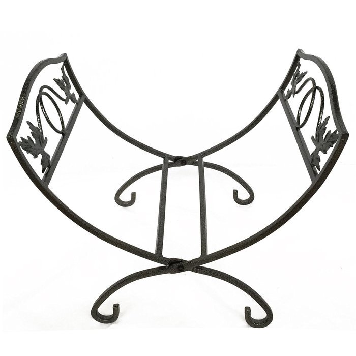 Amagabeli Fire Wood Log Holder Leaf Design Fireplace Firewood Rack , Black , Metal N3