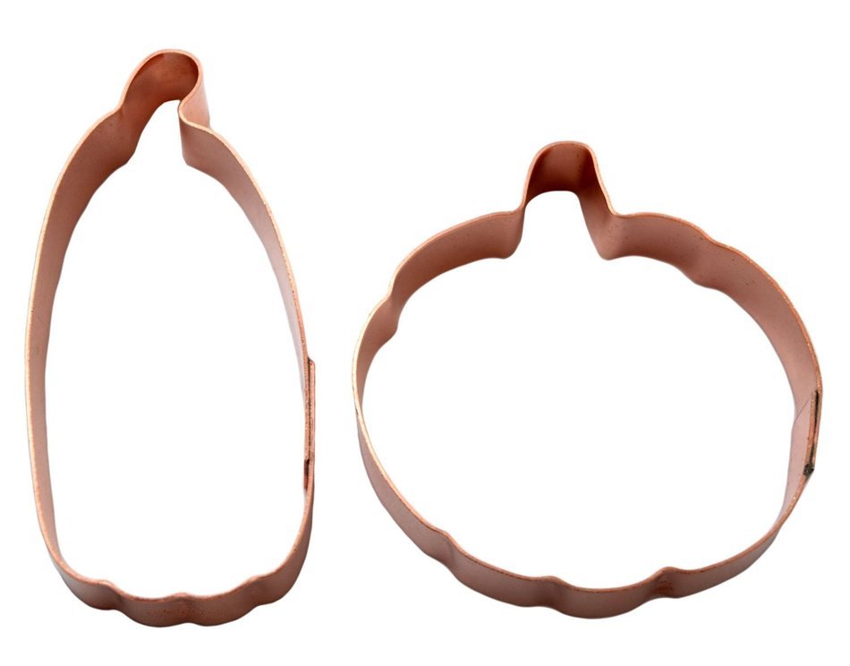 Pair of Little Halloween Jack O Lantern Pumpkin Copper Cookie Cutters