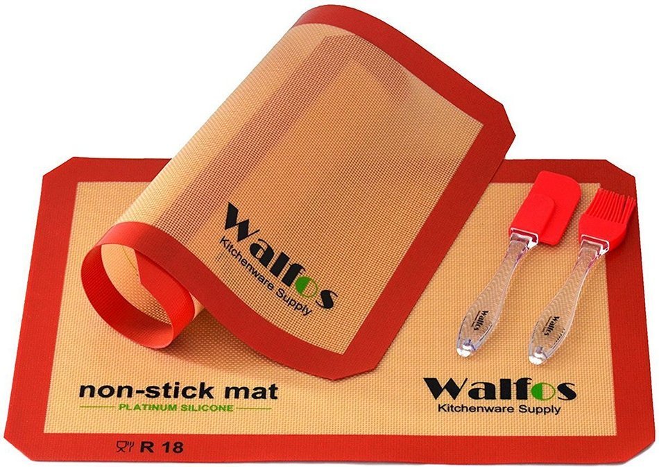 Walfos Silicone Baking Mat-Set of 2 Half Sheet (Thick & Large 11 5/8" x 16 1/2") - Non Stick Platinum Silicon...