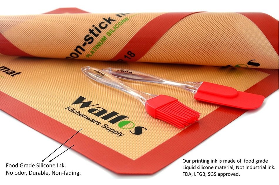 Walfos Silicone Baking Mat-Set of 2 Half Sheet (Thick & Large 11 5/8" x 16 1/2") - Non Stick Platinum Silicon... N4
