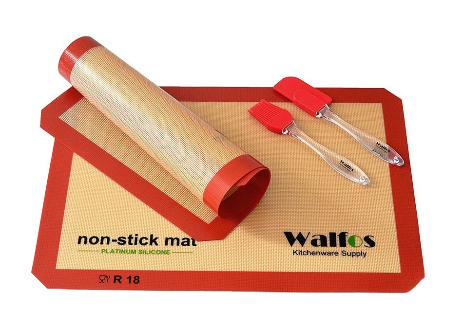 Walfos Silicone Baking Mat-Set of 2 Half Sheet (Thick & Large 11 5/8" x 16 1/2") - Non Stick Platinum Silicon... N7