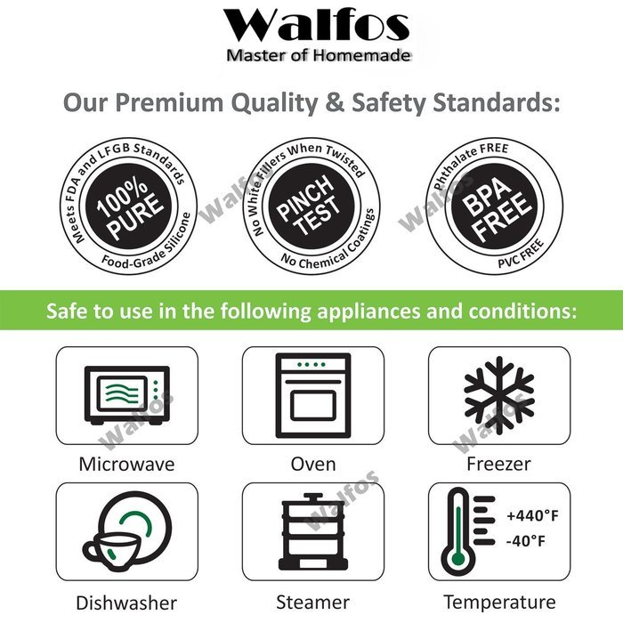 Walfos Silicone Baking Mat-Set of 2 Half Sheet (Thick & Large 11 5/8" x 16 1/2") - Non Stick Platinum Silicon... N8