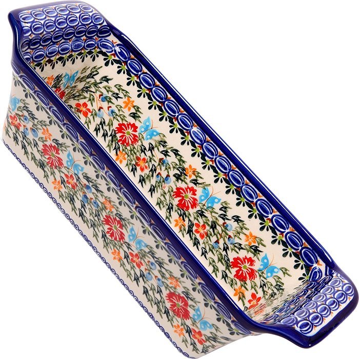 Polish Pottery Ceramika Boleslawiec Bread Meatloaf Baker, 12-3/4-Inch by 5-3/8-Inch, 6 Cups, Royal Blue Patterns...