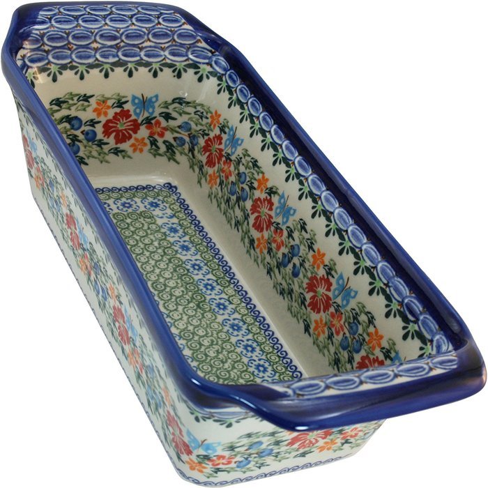Polish Pottery Ceramika Boleslawiec Bread Meatloaf Baker, 12-3/4-Inch by 5-3/8-Inch, 6 Cups, Royal Blue Patterns... N2