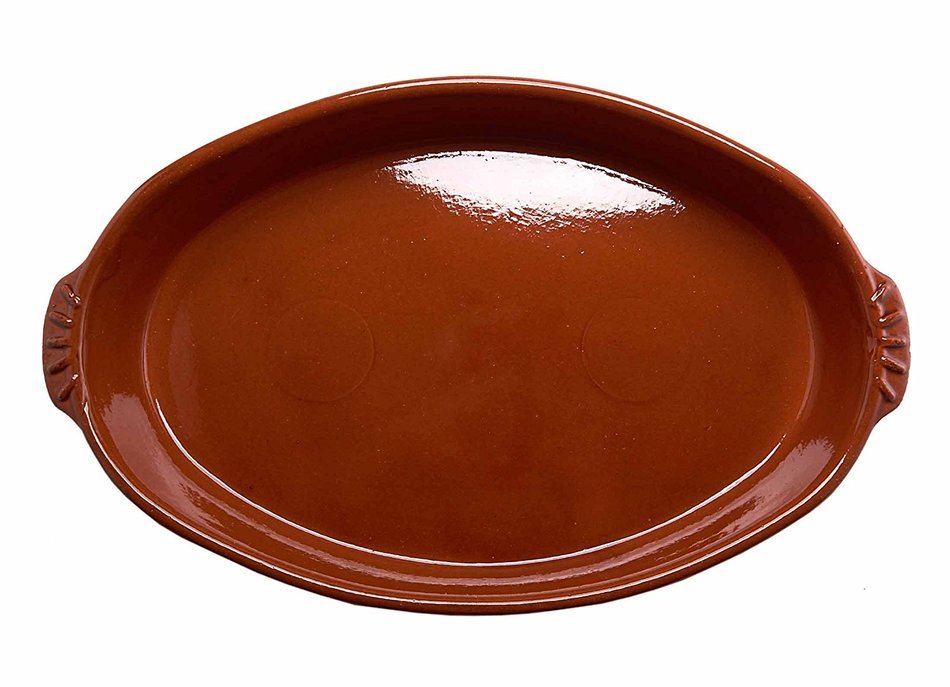 Costa del Sol Handmade Ceramic Baking Dish with Textured Handle, Rust