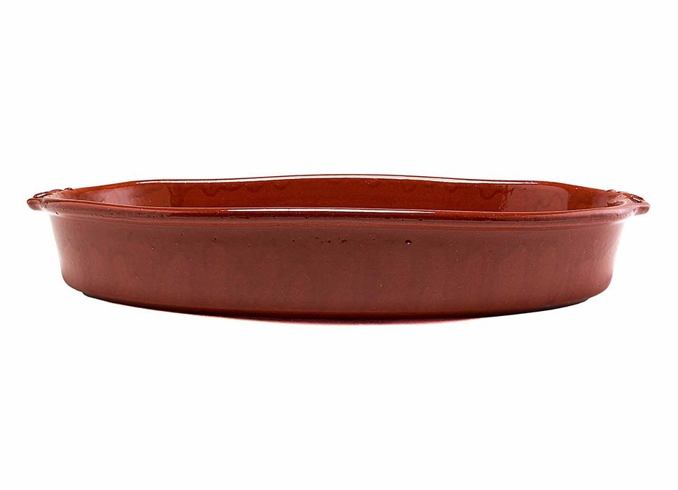 Costa del Sol Handmade Ceramic Baking Dish with Textured Handle, Rust N2