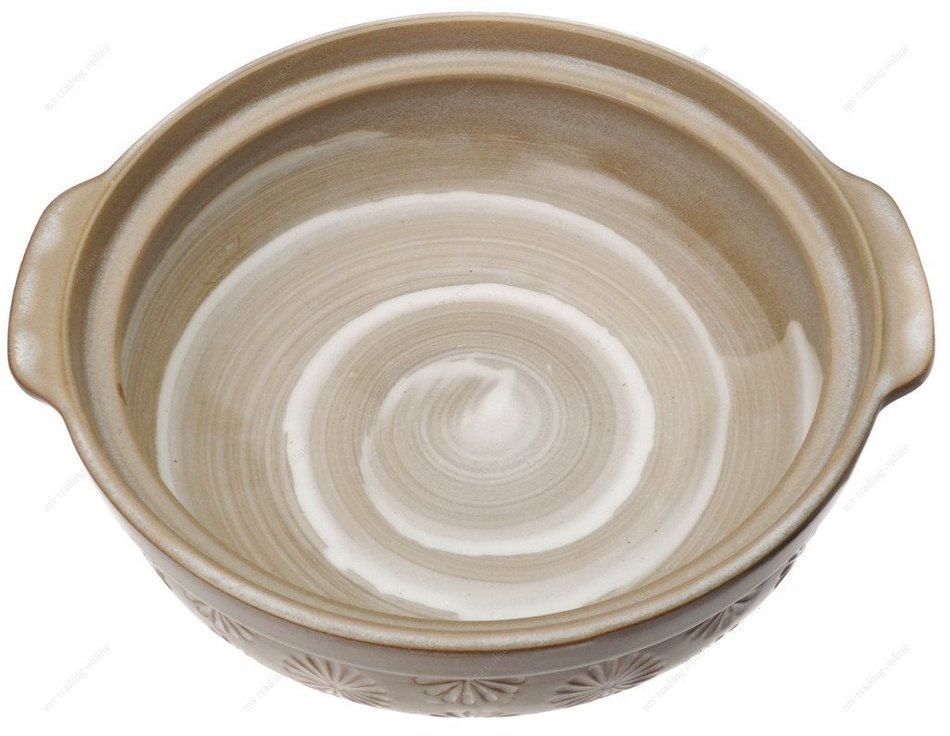 M.V. Trading JPCP14MF Japanese Eathern Casserole Donabe Hot Pot, 3-Quarts (11-Cups), 12-Inches, Mishima Flower N2
