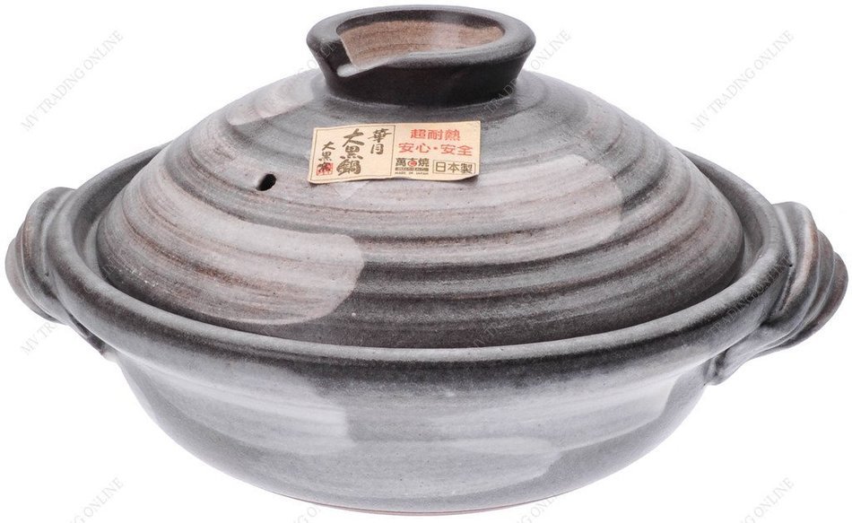 M.V. Trading JPCP14MF Japanese Eathern Casserole Donabe Hot Pot, 3-Quarts (11-Cups), 12-Inches, Mishima Flower N7