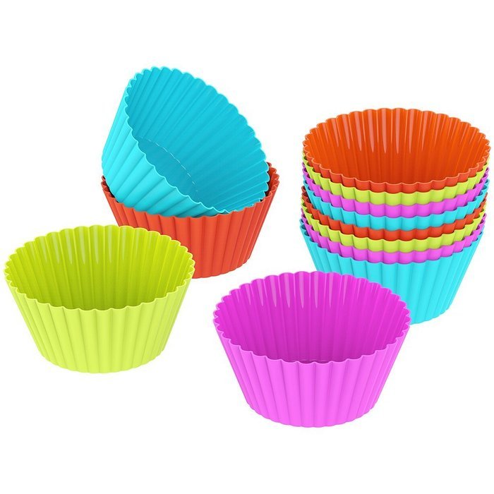 Silicone Baking Cups Purefly Cupcake Liners Muffin Cake Molds Sets 24 ...