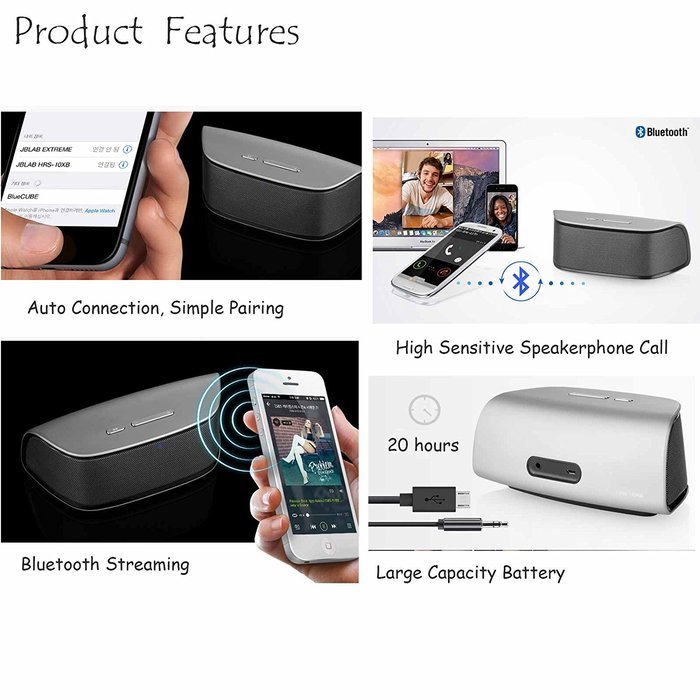 JB.lab HRS-10XB Full Range Bluetooth Speaker High Resolution Series HiFi Sound Silver N4